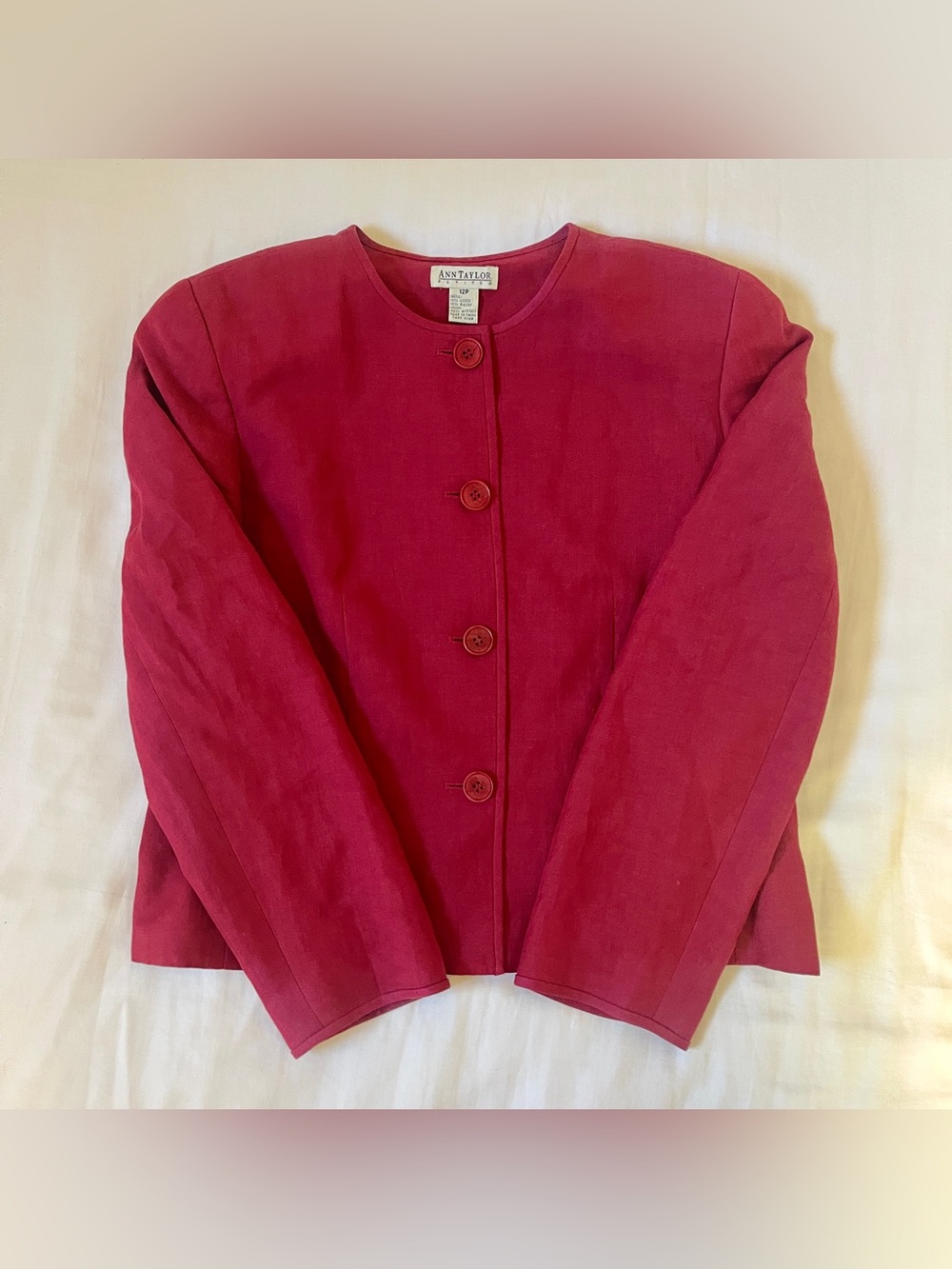 Vintage Ann Taylor Linen-Rayon Blend Structured Jacket